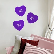 Bite Me Heart Candy - Purple 10" x 11" Wall Art Decal Vinyl Sticker