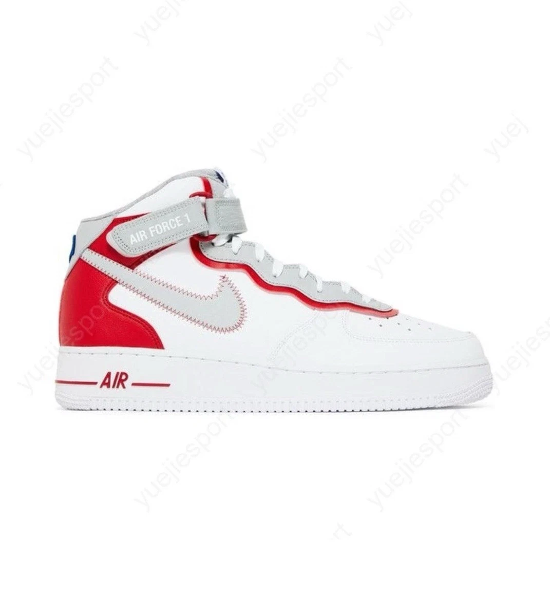 NIKE AIR FORCE 1 MID 07 ATHLETIC WHITE GREY RED MEN SZ 10 DH7451