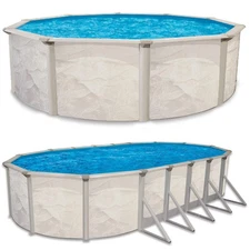 Aquarian Pools Emory 48" or 52" Tall Steel Above Ground Pool Kit plus Starter Pa