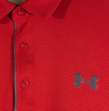 Under Armour Golf Polo Shirt Red Striped Mens size XL