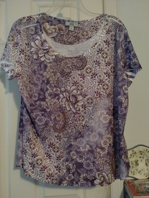 Croft & Barrow Women's Purple Embellished Top,Size- large