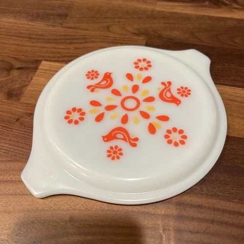PYREX Friendship Round Cassorole Replacement Lid 20-C 28 Bird Red Orange