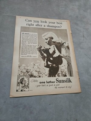 TBOOK34 MAGAZINWERBUNG 12X9'' GIBBS ONE LATHER SUNSILK 