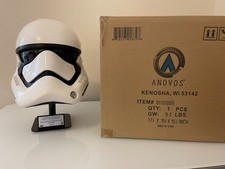 Star Wars Anovos First Order Stormtrooper PREMIER FIBERGLASS helmet + stand!
