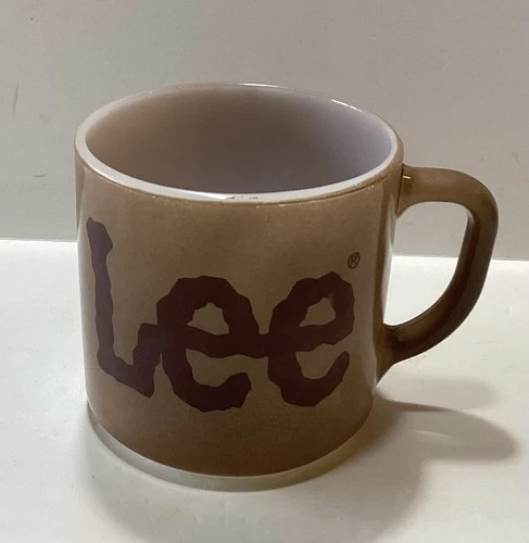 Vintage Lee Jeans Coffee Mug Brown & Tan 8oz Federal Glass U S A