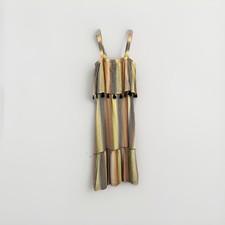 THML Rainbow Stripe Tassel Midi Dress Sz XS 100% Cotton Summer Beach Casual Boho