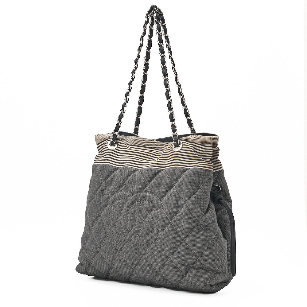 CHANEL Denim Coco Mark Shoulder Bag with Silver Hardware 349486