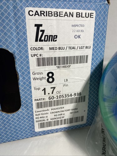 Brunswick TZone Caribbean Blue 8 lb Bowling Ball Undrilled - 第 6/17 張圖片
