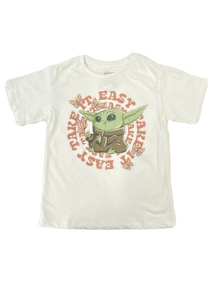 Star Wars Mandalorian Girls White Cute Baby Yoda Tee T-Shirt