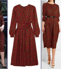 Vanessa Seward Cai Red and Green Floral Dress