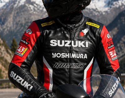Men Suzuki GSXR Motorbike Leather Jacket Motorcycle Bikers Racing
