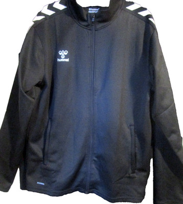 NEW~VTG Y2K 90s Men's HUMMEL~SZ L~Soccer Track Jacket Full Zip~Black/Wht~Logo