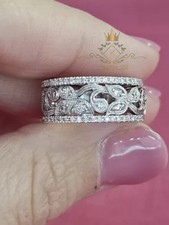 Moissanite Eternity Wedding Band Solid 14K White Gold 1 Carat Round Cut For Her