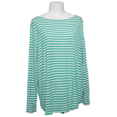 H&M+, Langarmshirt, Größe: 3XL, Grün/Weiß, Viskose, Streifen, Damen #ZWl