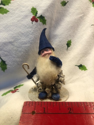 Vintage Christmas~ Pine Cone Elf Gnome~ Spun Cotton & Chenille~ West Germany - Afbeelding 9 van 11