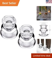 Elegantly Designed Clear Glass Candlestick Holders - Set of 2 for Weddings