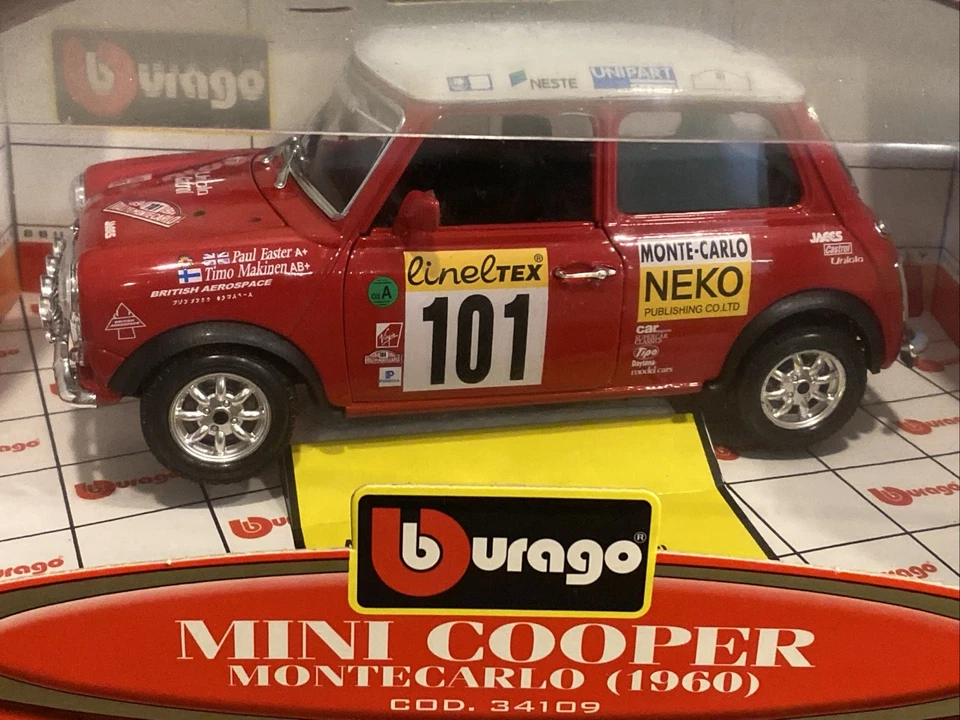 Burago 1960 Mini Cooper Monte Carlo 1/16 Diecast Car Italy 34109 Model #101 - Image 3 of 4