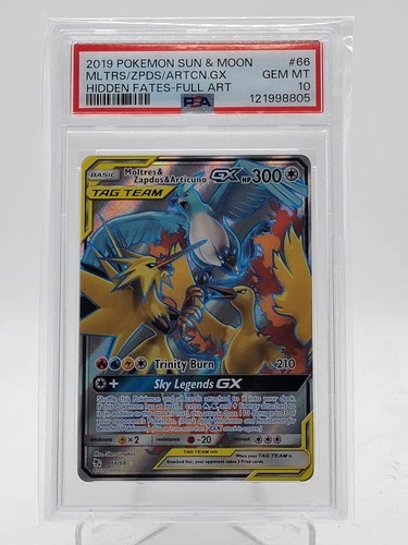 MOLTRES ZAPDOS ARTICUNO GX 2019 POKEMON HIDDEN FATES FA #66 PSA 10 Q0895