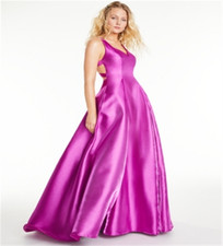 B.Darlin Women's Shine Cage Back Ball Gown Pink Size 9-10