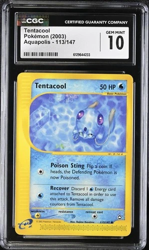 CGC 10 GEM MINT Tentacool 113/147 Aquapolis 2003 Pokemon Vintage WOTC