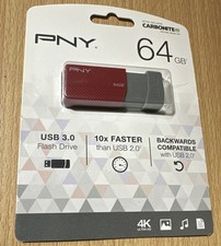 NEW/SEALED PNY USB 3.0 64GB Flash Drive P-FD64GELEDGE-GE Red/Gray 4K Ultra HD