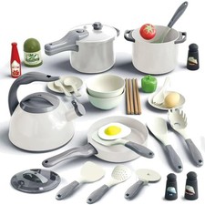 32Pcs Kids Play Kitchen Toys Set, Toddlers Pretend Cooking Playset Acccessori...