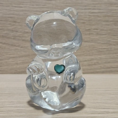 Fenton Glass May Bear Birthstone Emerald Green Heart Figurine