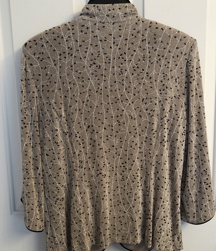 ALEX EVENINGS Taupe Black Sparkle Glitter Jacket Matching Tank 3/4 Sleeve Sz LP - Picture 9 of 15