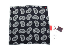 Isaia Pocket Square Mens One Size Black Silk Paisley Reversible Made Italy Print
