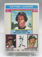 1976 Topps - League Leaders Rod Carew, Thurman Munson, Fred Lynn #192