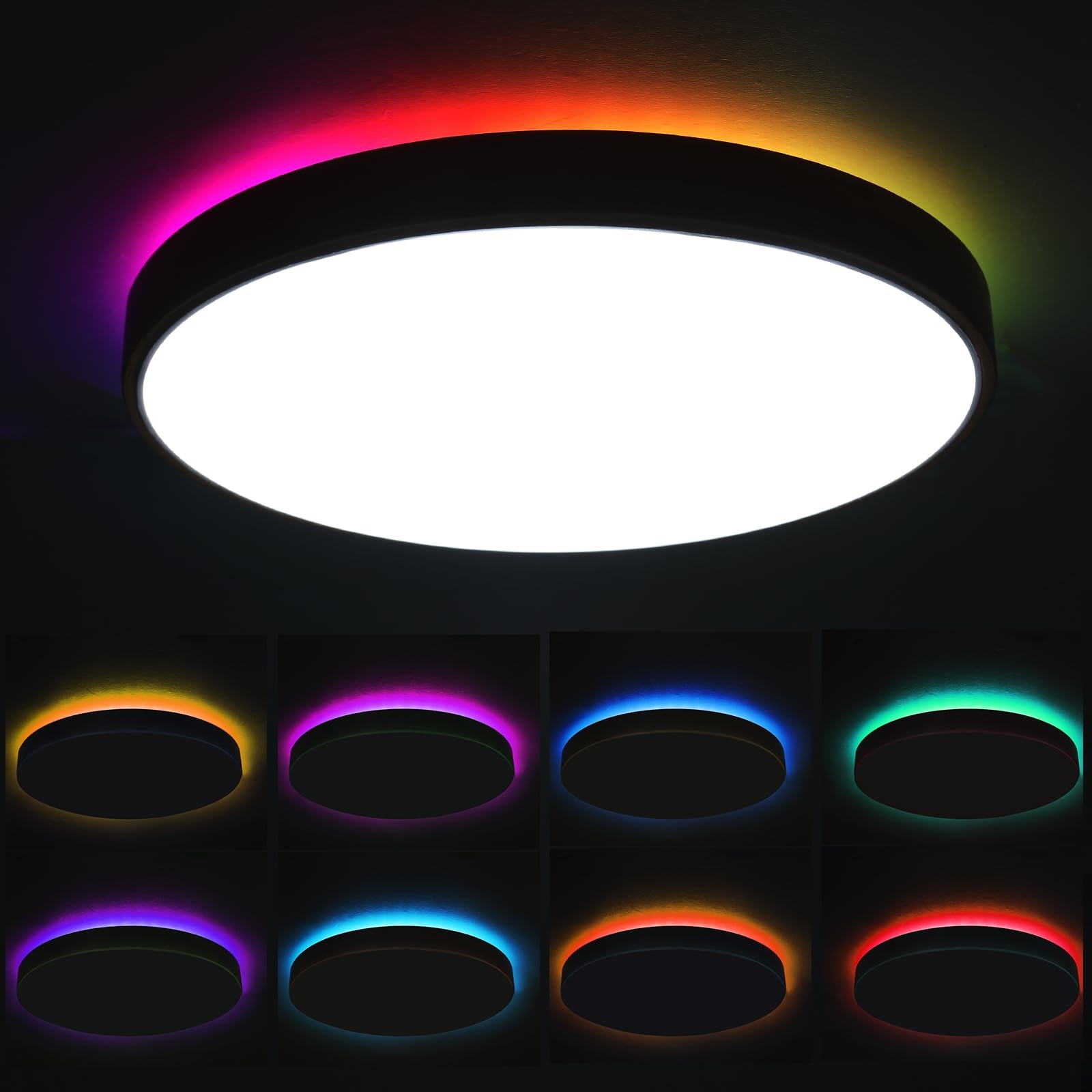Plafonnier intelligent LED en bois de hêtre véritable de 45cm avec télécommande - 2