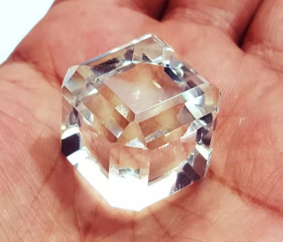 55.92 Ct+ Natural Flawless Stunning White Sapphire Cube Certified Loose Gemstone