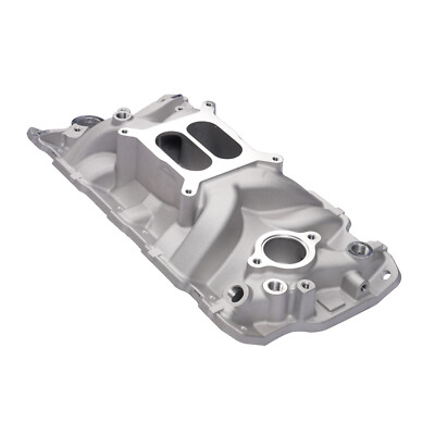 #ad New 4 Barrel Front Intake Manifold For Small Block Chevrolet 1955 1986 Aluminum $124.89
