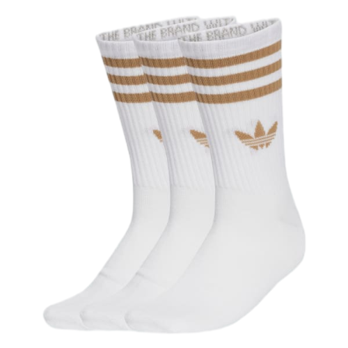 Adidas 3 Stripes Crew Socks 3 Pairs Mens Womens Unisex Cushioned Sports White - Picture 1 of 4