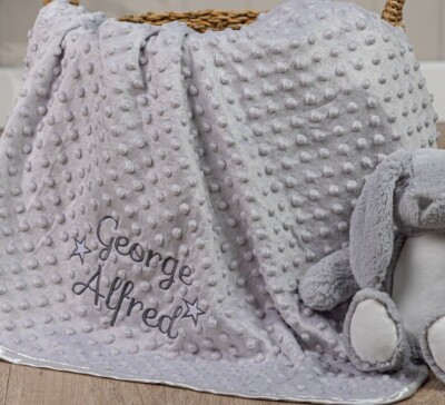Personalisiertes Baby Wickeltuch, süßes Sternen-Design, rosa, blau, grau oder weiß