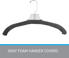 Foam Hanger Covers Pack of 100 Dark Gray Fits Standard Adult Hangers NO Hangers