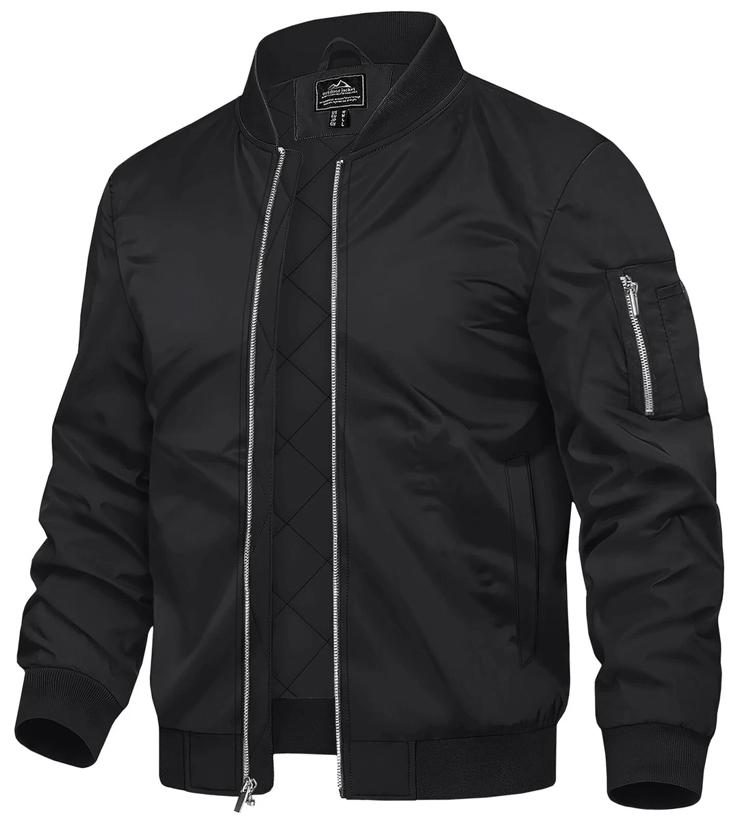 Mens Bomber Jackets Thermal Quilted Jacket Water Resistant Warm