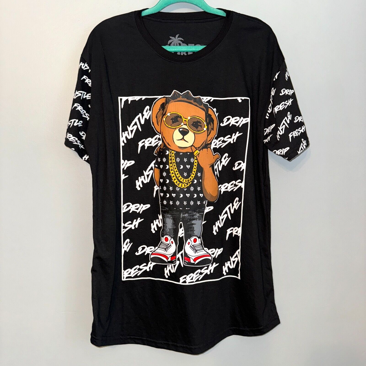 EUC Vibes Savage Bear T Shirt Black Hip Hop Y2K Short Sleeve Tee