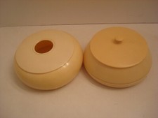 DRESSING TABLE CELLULOID VICTORIAN VANITY SET HAIR RECEIVER POWDER JAR ROUGE BOX