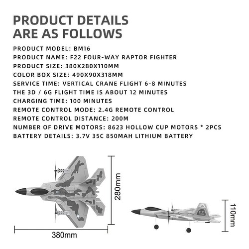 LED Aviation Model Remote Control Aircraft Vertical Crane Fixed Wing Fighter Toy - Picture 18 of 25