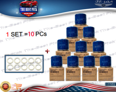  GENUINE  Engine Oil Filter & Washers 10PACK for GASOLINE Hyundai/Kia 2630035505