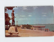Postcard Statue Of Massasoit And Portico Over Plymouth Rock Plymouth MA USA