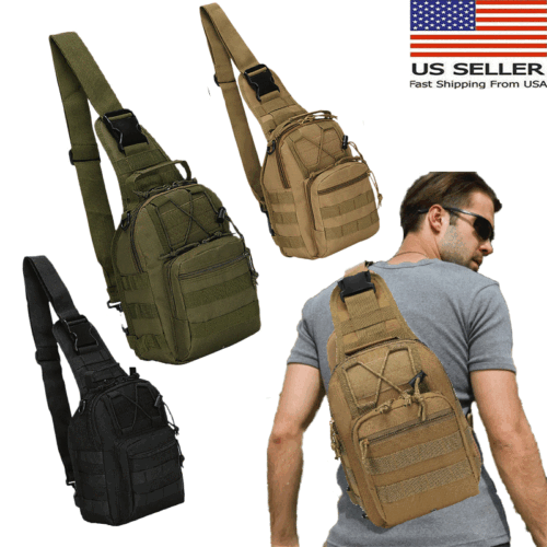 Tactical Mens Bag Backpack Outdoor Hiking Molle Sling Chest Pack Shoulder Travel - Picture 1 of 26