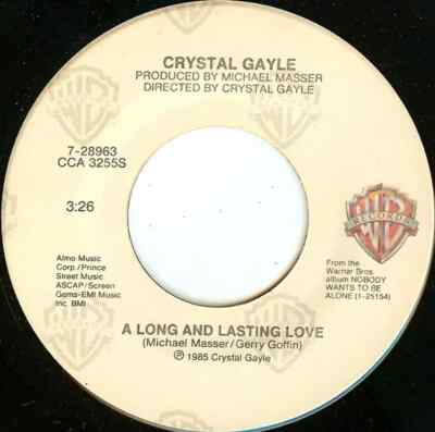 Crystal Gayle A Long And Lasting Love Vinyl Single 7inch Warner
