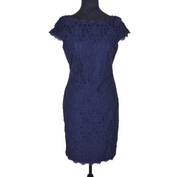 navy blue dress for baby girl Eliza J Women's Embroidered-Mesh Sleeveless Fit & Flare Dress main image 0