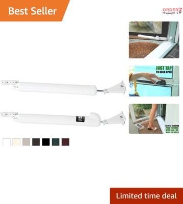 Touch 'n Hold Dual Door Closer - White, Smooth Closing for Safety & Convenience