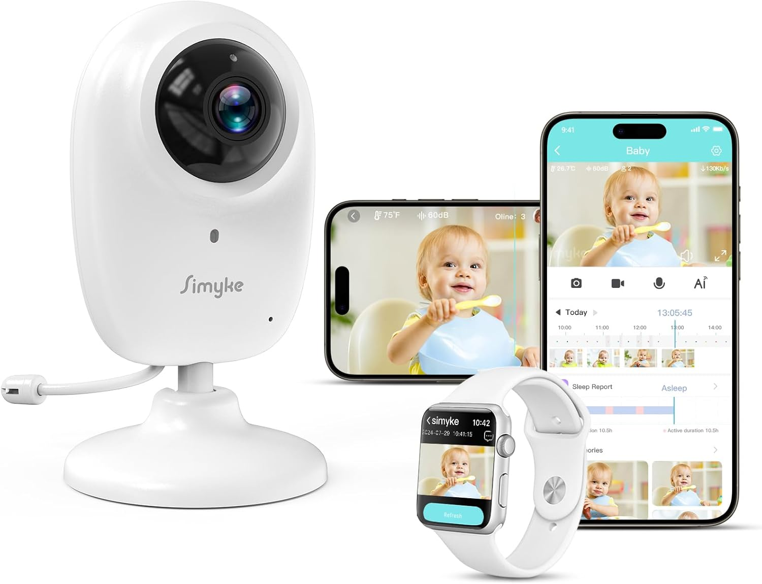 Smart Video Baby Monitor,1080P Baby Room Camera, APP Control,Wifi On/Off Switch,