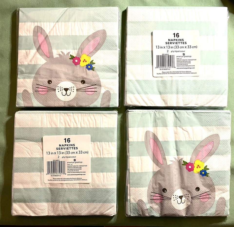 American Greetings  **EASTER LOT** Paper Plates / Napkins / Bunny / NEW & SEALED - Image 2 of 3