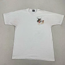 Vintage Tom and Jerry Shirt Size Large White Short Sleeve Embroidered Warner Bro
