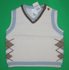 6 9 NWT The Children's Place EASTER Ivory Blue Brown Argyle Sweater VEST Boys